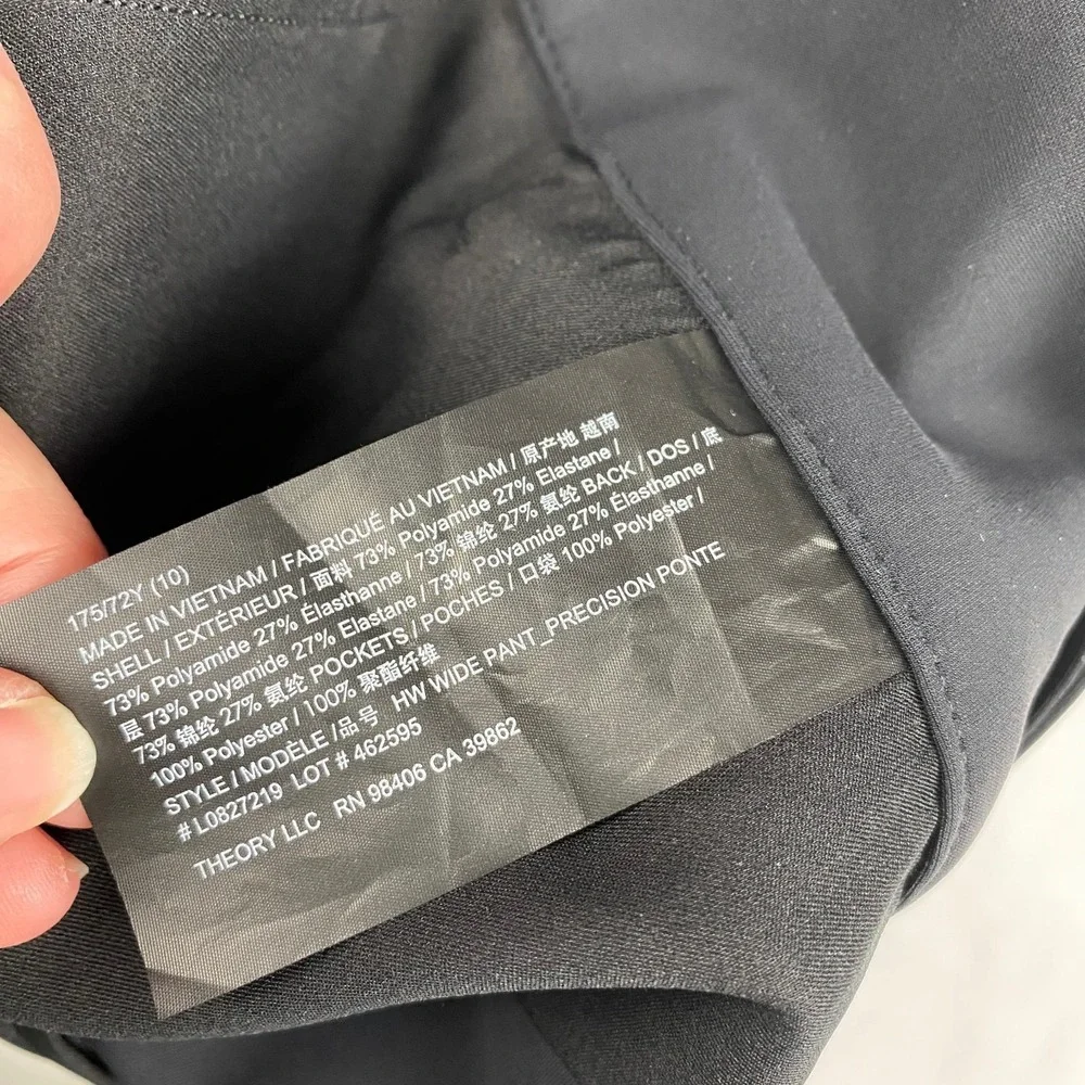 NWT Theory High Waist Wide Leg Precision Ponte Pants Women's Size 10 Black - Picture 14 of 14